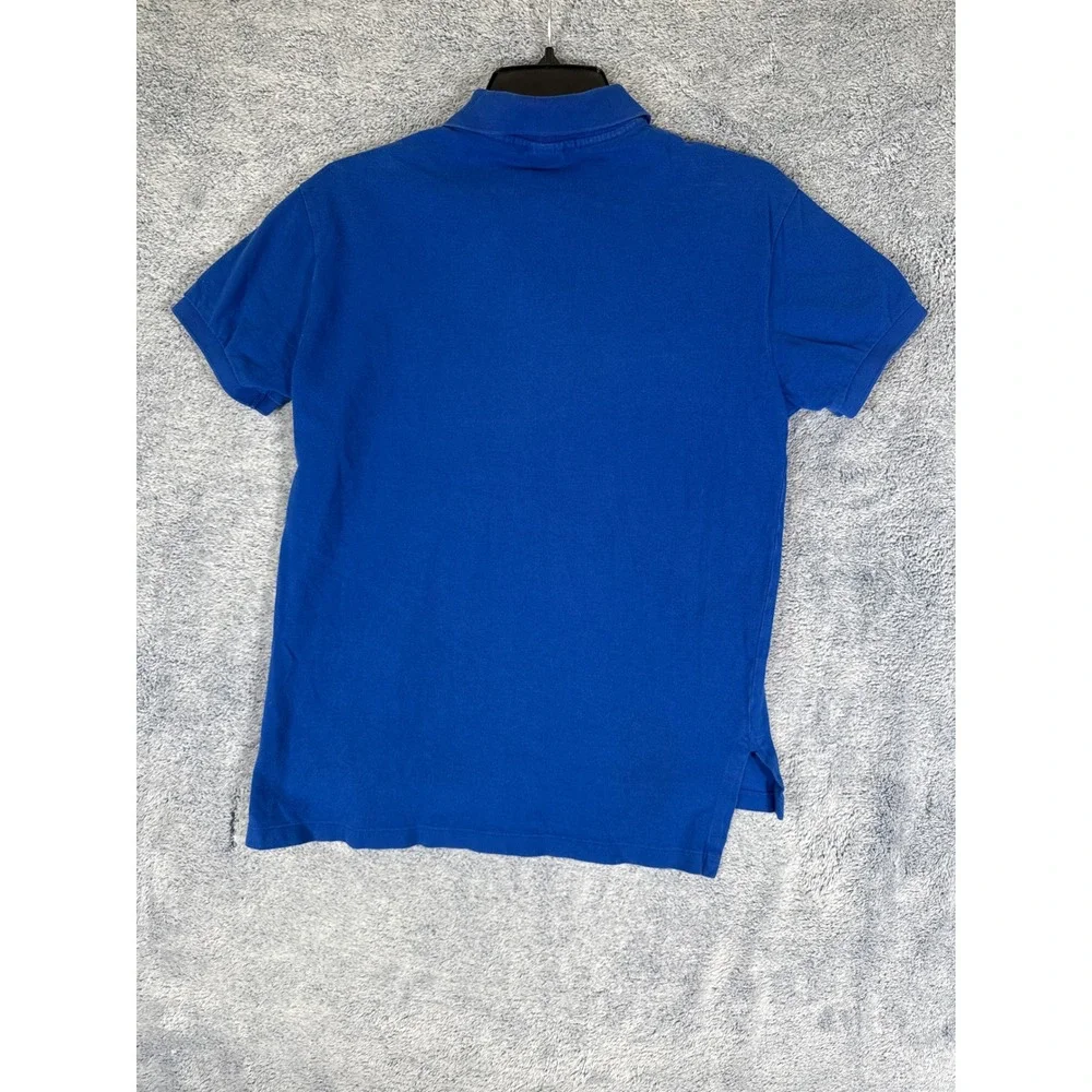 Polo Ralph Lauren Mens Custom Fit Short Sleeve Pique Polo Shirt Blue Small